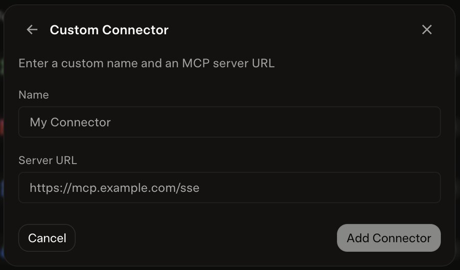 Grok's Custom Connector form