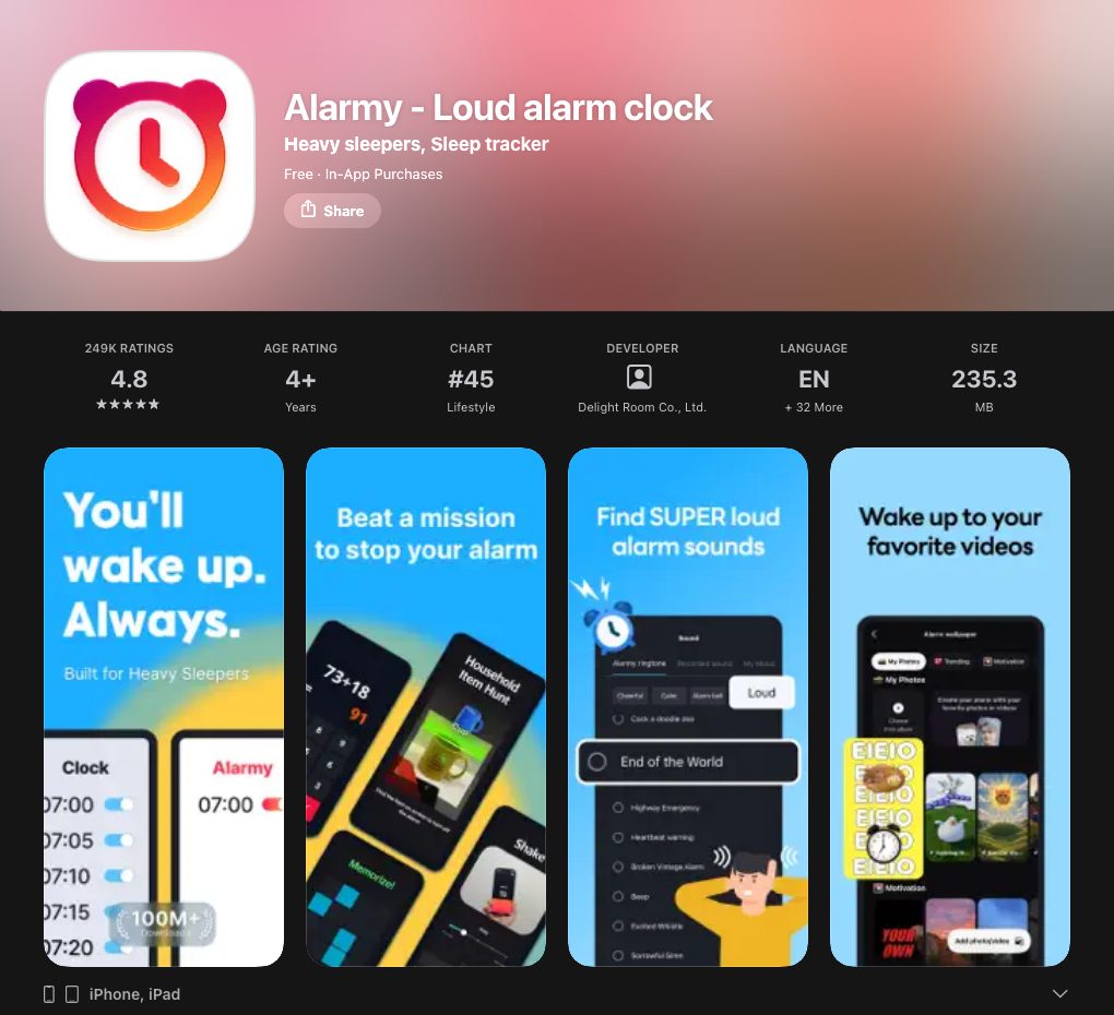 Alarmy on the App Store, 16 October 2026