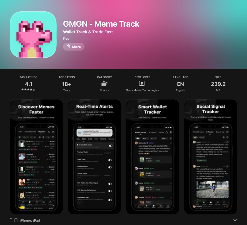 GMGN on the App Store, 16 October 2026