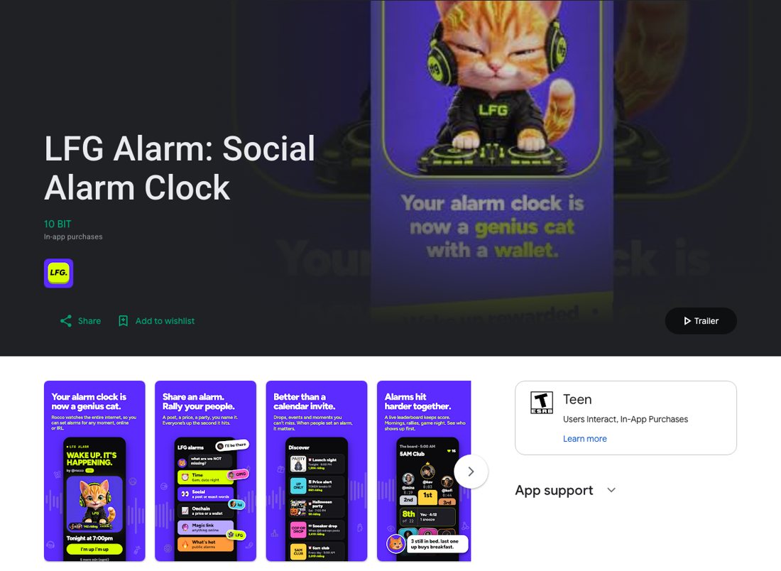 LFG Alarm on Google Play, 16 October 2026