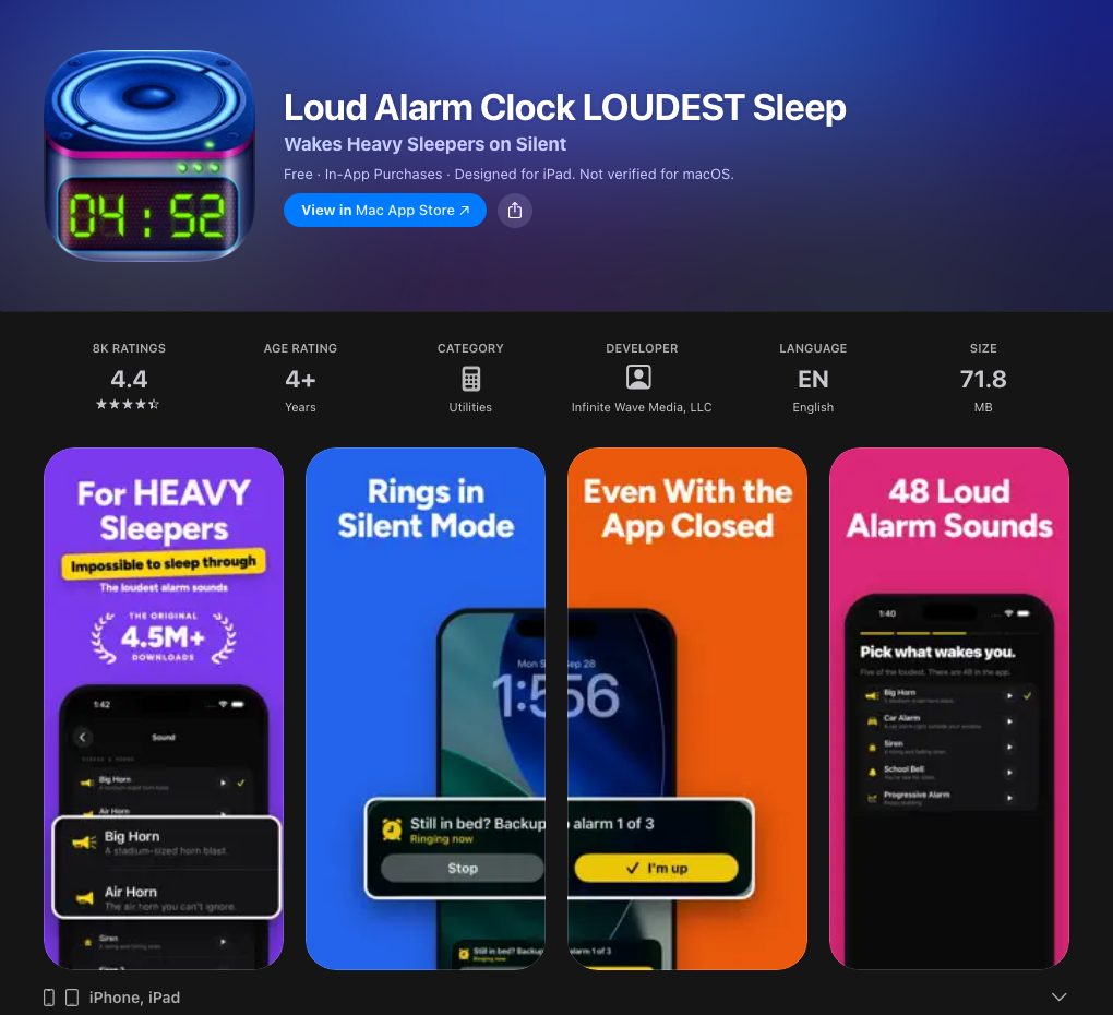 Loud Alarm Clock LOUDEST on the App Store, 16 October 2026