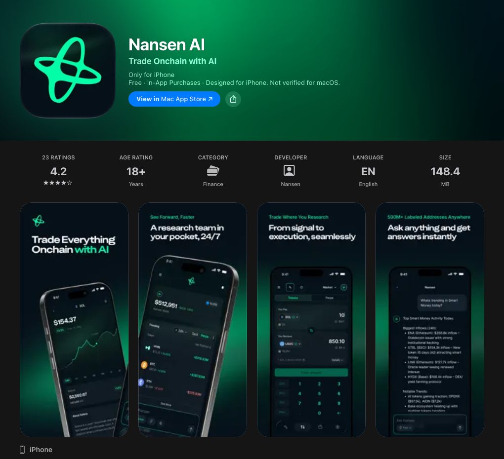 Nansen AI on the App Store, 16 October 2026