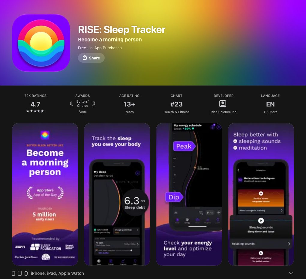 RISE on the App Store, 16 October 2026