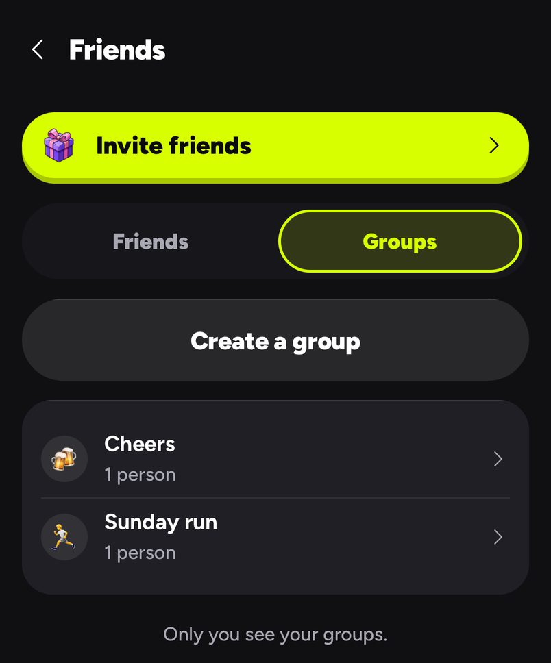 The Groups tab in Settings > Friends